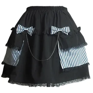 Gothic Cotton Black Steampunk Lolita Skirt For Women Custom To Order Petite To Plus Size