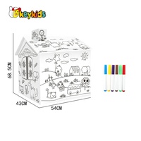 Mini maison en carton à colorier, jouets créatifs de peinture pour enfants, éducation précoce W03A125