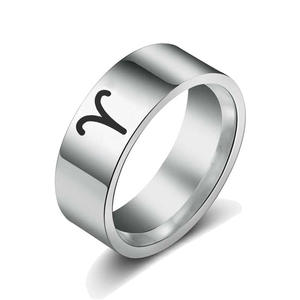 Anillos de acero de titanio para hombre y mujer, Aries, capricornio, cáncer, zodiaco, astrología, signo de 12 Constelaciones, joyería para parejas - Product Image 2