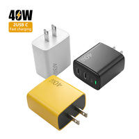 Chargeur rapide double PD 40W, technologie GaN, prise US, protection contre les surcharges thermiques, pour téléphones mobiles, ordinateurs portables, écouteurs