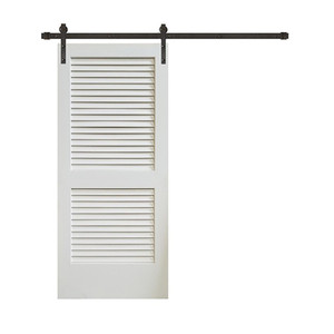 Porte coulissante en bois massif à 2 panneaux avec Kit de quincaillerie - Product Image 2