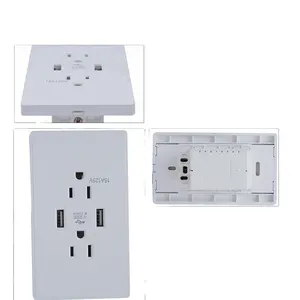 BX-U011 CE ,ROHS Certification White/ Champagne Triple Multi Plug Wall Socket Surge Protector with Usb