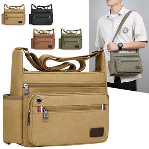 Crossbody Canvas <b>Bag</b> Large Capacity Multi Layer Men's Shoulder <b>Bag</b> Durable Travel Everyday Use - Product Image 3