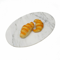 Plateau ovale en marbre naturel super blanc NANWEI, base élégante pour présentation sur table, plateau de service en pierre de qualité supérieure pour cuisine et salle de bain