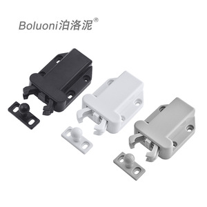 Boluoni Door Catch With <b>Push</b> Button Self Locking Hidden Cabinet <b>Latch</b> Black White Gray ABS Minimalist Design - Product Image 1