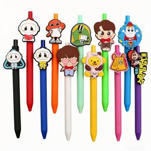 Stylos à bille personnalisés en plastique caoutchouté avec logo personnalisé et finition aluminium pour encre noire, pointe de 0,5 mm - Product Image 1