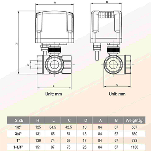 1/2英寸 2路电动球阀 IP52防护等级 220V 12V 24V 3线2控 黄铜电动球阀执行器 灌溉阀门控制器 - Product Image 5
