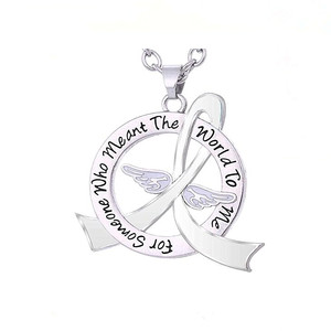 Alliage métallique sensibilisation à la maladie DIY <span class=keywords><strong>message</strong></span> gravé signifiant monde rose bleu vert survivant ruban pendentif colliers - Product Image 6