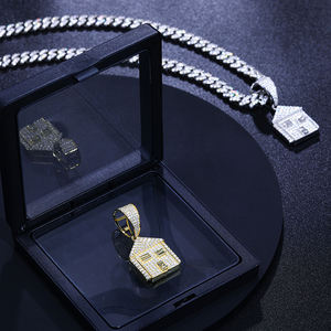 Prêt à expédier 2024 Offre Spéciale 925 argent Sterling VVS Moissanite diamant vente en gros glacé petite maison pendentif - Product Image 3