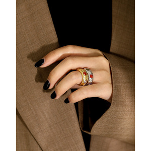 INS French Light Luxury <span class=keywords><strong>Color</strong></span> Zircon Temperamento S925 Anillo de plata pura Anillo Abierto Femenino - Product Image 3