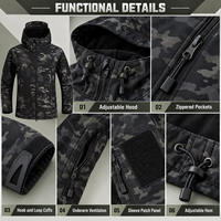 Ensemble veste et pantalon tactique softshell pour homme, doublure polaire, camouflage, hiver, randonnée, chasse, résistant à l'eau, en stock