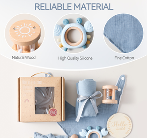 Ensemble de confort pour nouveau-né : couverture apaisante, hochet, attache-sucette, serviette de bain – Cadeau idéal pour les nouveau-nés et accessoires photo - Product Image 4