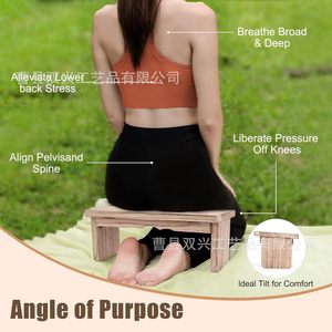 Tabouret de méditation en bois rectangulaire pour une assise confortable et l'alignement de la colonne vertébrale, unisexe - Product Image 1