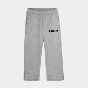 Pantalones Deportivos Extra Grandes de 500 Gsm, Color Gris Desgastado, 100% Algodón, Cintura Elástica, Transpirables, con Logotipo Personalizado, Corte Recto y Amplio para Hombre - Product Image 1