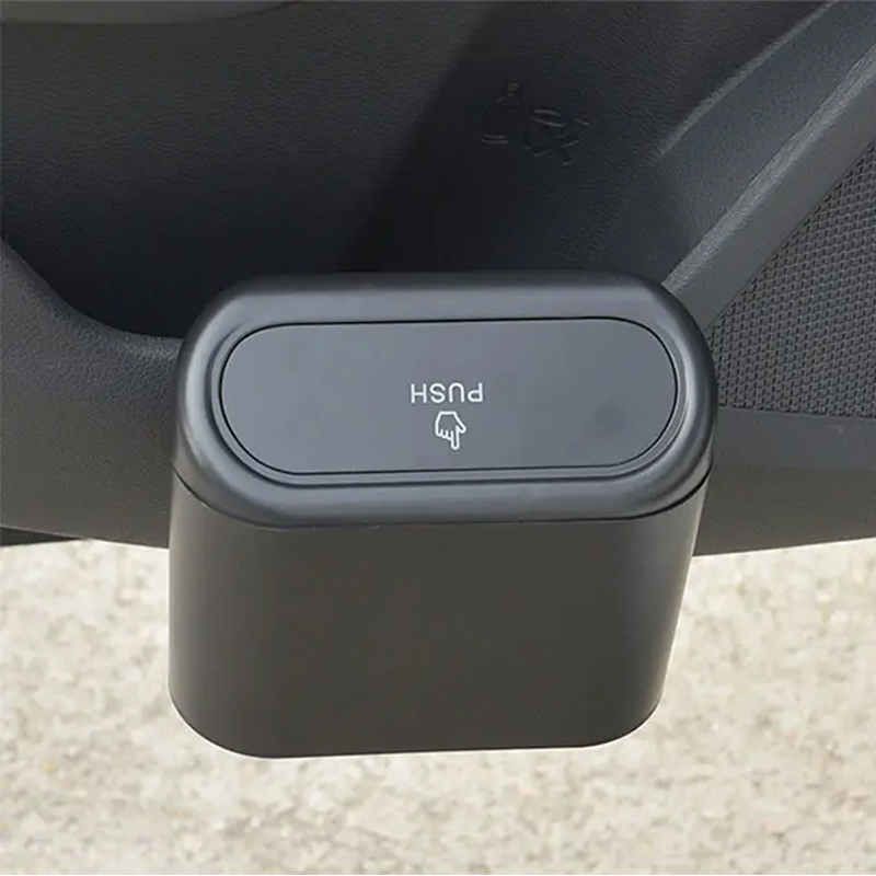 Дешевая Автомобильная корзина для мусора, подвесная, черная квадратная корзина из АБС-пластика, контейнер для хранения мусора с держателем