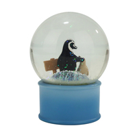 Globe à neige en résine et verre, peint à la main, artistique, personnalisé, pingouin, globe à eau, décoration d'intérieur, souvenir en gros