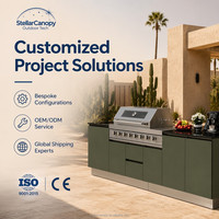Cuisine extérieure modulaire écologique personnalisée en acier inoxydable avec armoire, porte vitrée, charnière et évier - Ensemble complet d'armoires pour
