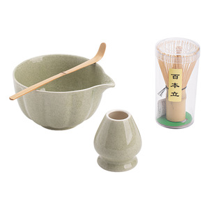 Set Mangkuk dan Sendok Matcha Keramik Gaya Dinasti Song Jepang, Aksesoris Upacara Teh Porselen Ramah Lingkungan - Product Image 1