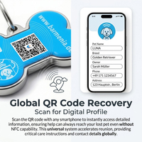 Etiquetas NFC para Mascotas y Etiquetas RFID para Perros con Diseño Mini, Marco Metálico Impermeable para Todas las Tallas de Mascotas