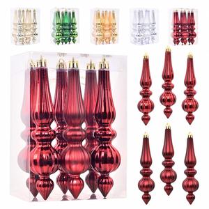 New Electroplated Shiny Oval Rectangle Plastic <b>Baubles</b> Modern <b>Shatterproof</b> Reusable Full Ornaments Christmas Tree - Product Image 2