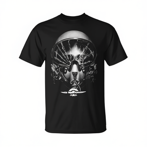 T-shirt promotionnel avec logo d'avion et casque de pilote de jet - Product Image 2