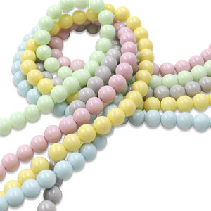 Cuentas de Vidrio Redondas de 8/10 mm, Color Pastel, con Acabado Brillante, Tipo Laca Neón, con Orificio Continuo, para Joyería de Verano, Manualidades - Product Image 2
