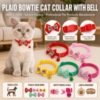 Collier réglable en coton et polyester à motif uni avec boucle de fermeture pour chats, toutes saisons