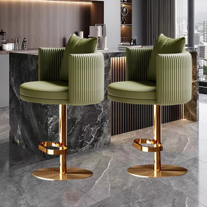 Tabouret de bar de luxe - Chaise haute réglable en hauteur avec fonction pivotante, revêtement en cuir véritable pour îlot de cuisine et bar à domicile - Product Image 1