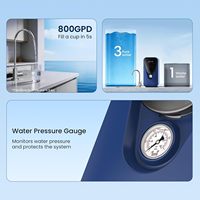 Sistema de Filtro de Agua por Ósmosis Inversa Glacier Fresh GFU03, 800 GPD, Sin Tanque, Sin Electricidad/Sin Ruido, Relación 3:1 Agua Pura a Drenaje, 0.0001μm