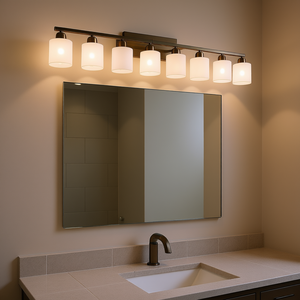 Applique murale moderne de 65 pouces en fer cuivré avec abat-jour en verre blanc laiteux pour salle de bain, miroir, chambre, salon, couloir - Product Image 2