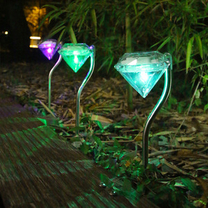 <b>Solar</b> Diamond Led Lawn Light Outdoor Water Resistant Garden Pathway <b>Lighting</b> For Yard Patio Decoration - Product Image 2