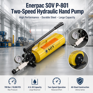 Pompe hydraulique manuelle Enerpac ULTIMA 700 BAR à deux vitesses, modèle SOV-P-801, 4100 cm³, pour vérins à simple effet, utilisable de 8 à 10 ans, avec huile. - Product Image 3