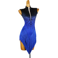Robe de danse latine sans manches à col montant, tendance 2026, tenue florale pour performance, examen artistique et concours