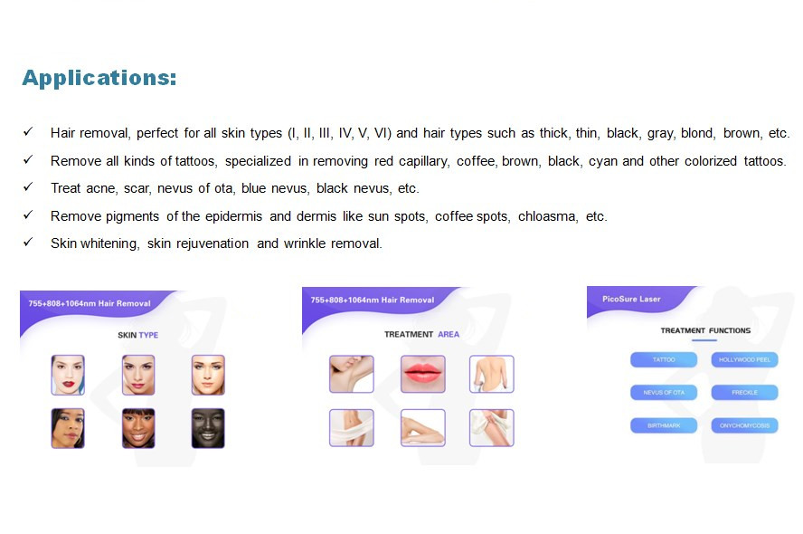 New Multi-Function 2 in 1 ND YAG picolaser  tattoo removal machine and Diode Laser 808 Hair removal machine