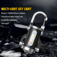 Lampu Gantungan Kunci Mini Lampu Peringatan Darurat Lampu Kerja Berperingkat IP65 untuk Berkemah Menggunakan Bodi Plastik Daya Tahan Baterai Lama Senter Portabel