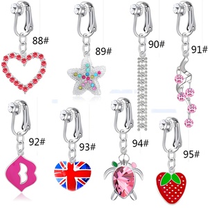 Hàng trăm Thiết kế treo rốn nút Nhẫn clip trên giả bụng xuyên đồ trang sức <span class=keywords><strong>dangle</strong></span> không xuyên bụng vòng - Product Image 1