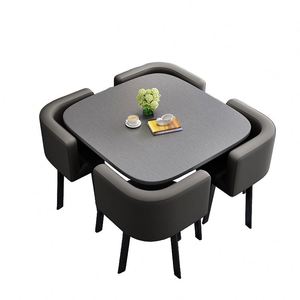 Ensemble de table à manger carrée moderne de luxe comprenant quatre chaises et une table basse avec un design gain de <span class=keywords><strong>place</strong></span> en métal - Product Image 3