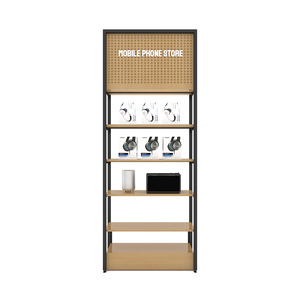 Présentoir de <span class=keywords><strong>Magasin</strong></span> en Métal pour Téléphones Portables, en Bois Stratifié, avec Porte de Rangement pour Accessoires de Téléphonie Mobile - Product Image 1
