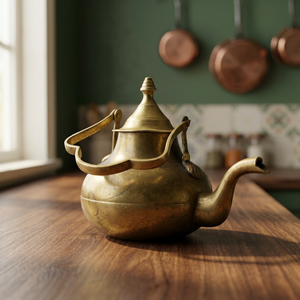 Bouilloire à thé vintage en laiton avec couvercle et poignée, pot à eau en métal, objet décoratif de cuisine - Product Image 6