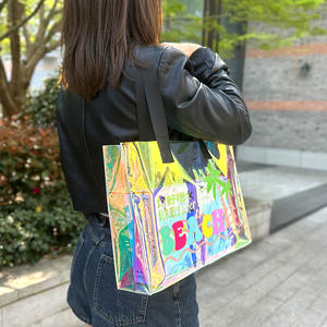 Borse personalizzate con manico inciso al Laser iridescente borse da palestra per nuoto in PVC trasparente in gelatina borse a spalla da spiaggia impermeabili - Product Image 5