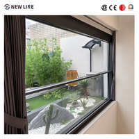 Fenêtre verticale électrique grande taille en aluminium à double vitrage trempé avec moustiquaire, à simple battant et motorisée intelligente