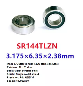 Cuscinetto a Sfera Dentale Ibrido in Ceramica e Acciaio Inox ad Alta Velocità 3.175*6.35*2.78 P4 ABEC7 SR144TLZWN - Product Image 4