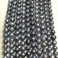 Collier de perles de Tahiti côtelées de 8-11 mm pour le bricolage, brillance intense, peau lisse irisée, vente en gros usine