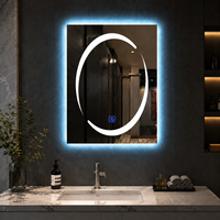 Miroir LED intelligent rond mural, miroir de salle de bain anti-buée avec capteur tactile, température de couleur réglable en 3 niveaux, affichage de l'heure, IP44 CE
