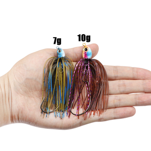 Atacado Iscas Artificiais Rígidas de Silicone para Pesca de Robalo, tipo Swim Jig e Worm, com Anzóis, 7g 10g, 5 Cores, Olhos 3D e Saias de Pesca - Product Image 4