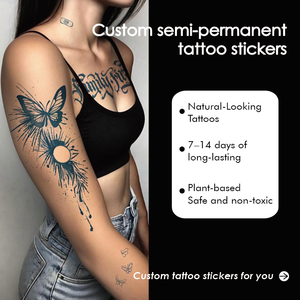 Tatuaje <span class=keywords><strong>Jagua</strong></span> Personalizado, Tinta Vegetal de 2 Semanas de Duración, Pegatinas de Tatuaje Semipermanentes, Arte Corporal, Material de Papel Natural y Seguro, Color Blanco - Product Image 1