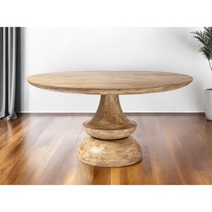 HMS 60 \ "piedistallo Base tavolo da pranzo naturale arrotondato in legno di pino massiccio con Design moderno in marmo per casa o ristorante mobili - Product Image 1