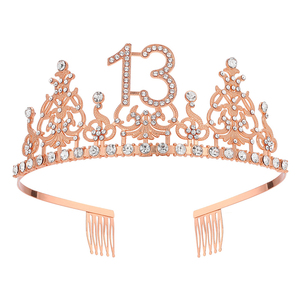 Vente en gros d'or rose 13e 30e 40e 50e bandeau d'<span class=keywords><strong>anniversaire</strong></span> en alliage avec strass 18e 21e couronne chapeau d'<span class=keywords><strong>anniversaire</strong></span> fournitures de fête - Product Image 1