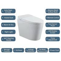 Vente en gros OEM WC intelligent monobloc avec ouverture et fermeture automatiques, bidet chauffant, massage, capteur de pied et chasse d'eau intelligente