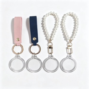 <b>Customized</b> DIY Blank Digital Acrylic Photo Insert <b>Keychain</b> with PU Leather Strap Photo Frame <b>Keychain</b> - Product Image 1